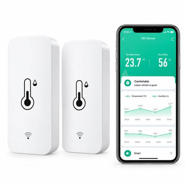 Trådlös WiFi Termometer & Hygrometer 2-pack – Temperatur- och Luftfuktighetsmätare med App