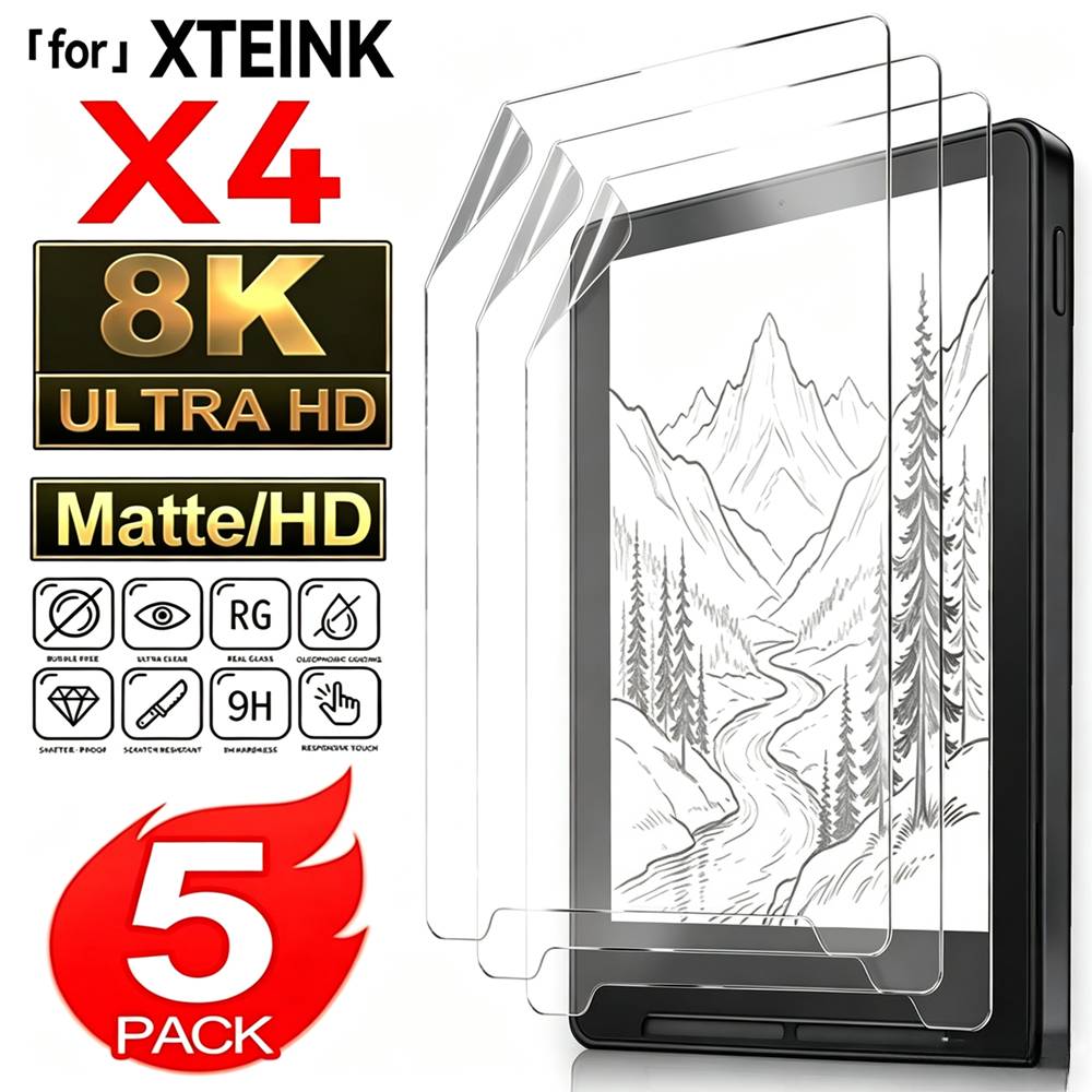 5-1Pcs Soft PET Matte&HD Clear Screen Protector for XTEINK X4 E-reader Anti-glare Anti-fingerprint Full Cover Protective Films