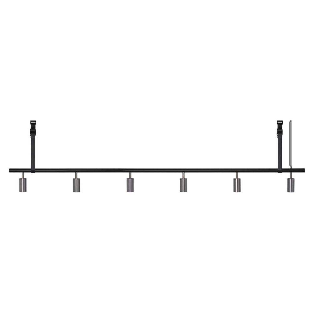 RUBN Long John Pendel 6 Spots (220 cm) Black/Steel Black Leather
