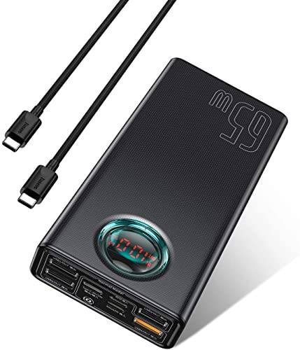 Baseus Power Bank 65 W Powerbank USB C 26 800 mAh externt batteri PD QC4.0 snabbladdning externt batteri med fem utgångar och LED-display för bärbar dator MacBook Dell HP Notebook Steam Deck