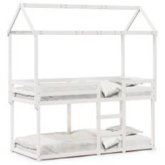 vidaXL køjeseng med tag 90x200 cm massivt fyrretræ hvid