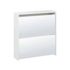 2 Compartment Mirrored Shoe Storage Cabinet White MIDFIELD