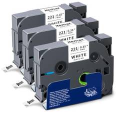 3x XemaX Schriftband Kompatibel für Brother P-Touch TZe-221 TZe221 für Brother P-Touch Bänder 9mm für Brother Beschriftungsgerät PT-1010 H105 H100LB 1000 P300BT H100R D400 E100 H110, Schwarz auf weiß