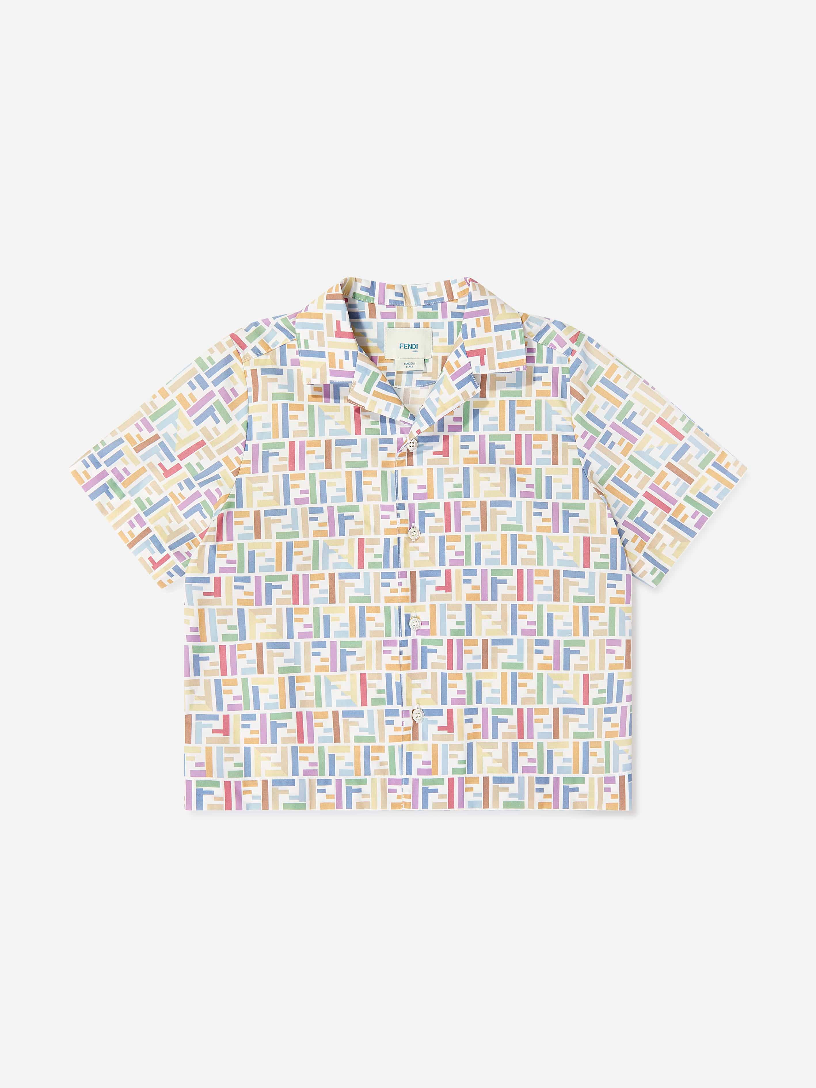 Fendi Boys FF Logo Shirt in Multicolour - Multicoloured / 14 Yrs (14 Yrs)