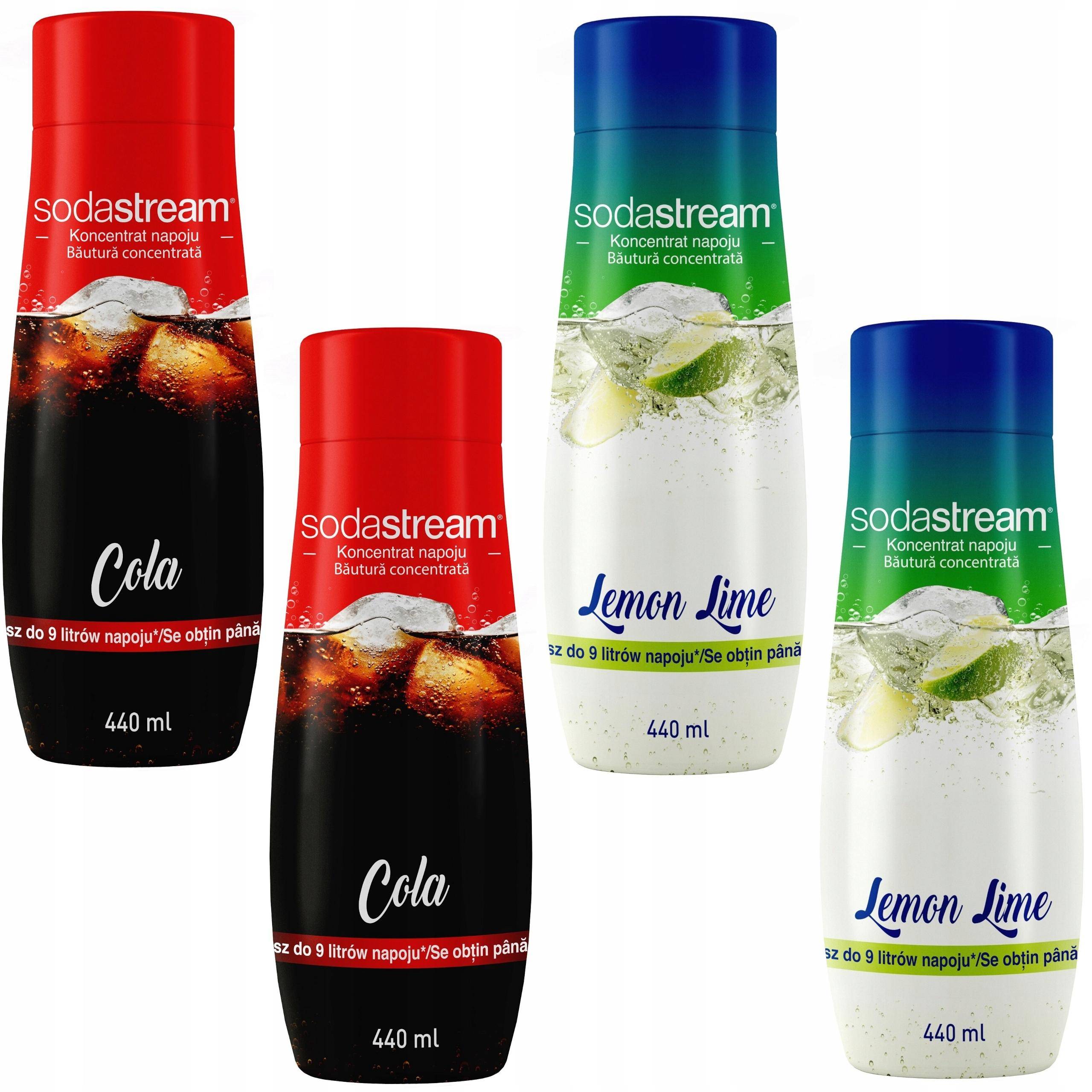 Set of 4 SodaStream concentrates 2x (Cola+Lemon-Lime)