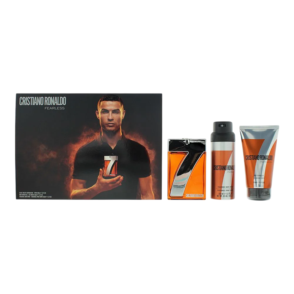 Set Cristiano Ronaldo: CR7 Fearless, Eau De Toilette, per uomo, 100 ml + CR7 Fearless, spray profumato, per uomo, 150 ml + CR7 Fearless, gel doccia, p