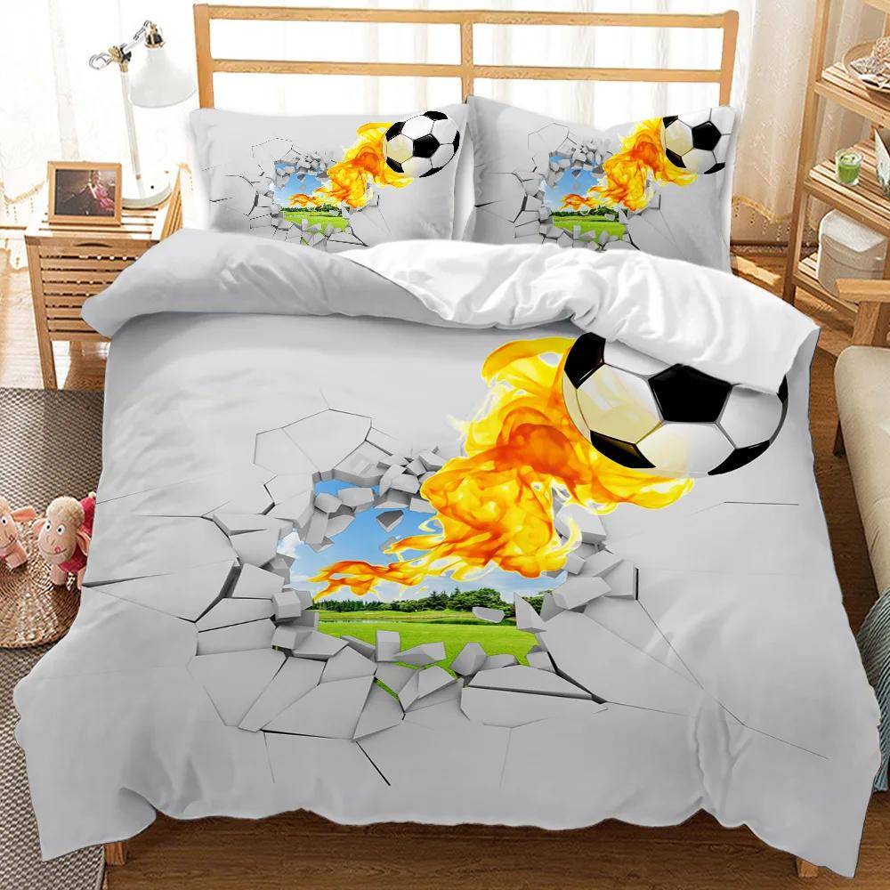 Fotboll Påslakan Fotboll Barn Sängkläder Set 3D Täcke Örngott Pojkar Tonåringar Sportälskare Dubbel Queen King Polyester Täcke