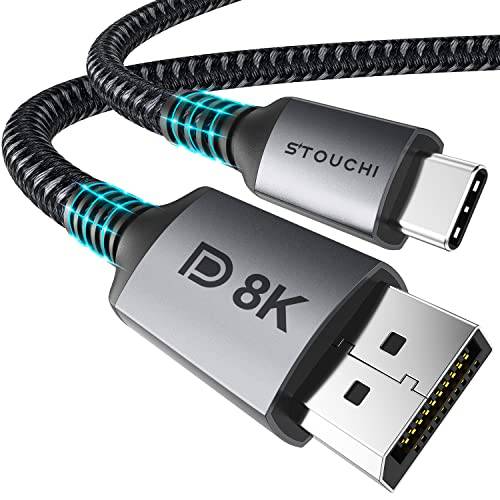 USB C DisplayPort 1.4 kabel 8K@60Hz Stouchi 4K@144Hz/120Hz 5K@60Hz 2K@240Hz Thunderbolt 3 på DisplayPort HBR3 32,4 Gbps typ C DP 1.4 för M1 MacBook Pro 2021 Mac Mini XPS 2M/6.6Ft