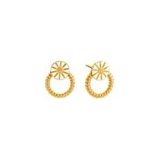 Lund Copenhagen Marguerit Ørestik 7,5Mm Med Løs Snoet Ring 12Mm 24Kt Forgyldt Hvid Emalje - Forgyldt|emajle Øreringe - - 9095042-4-M