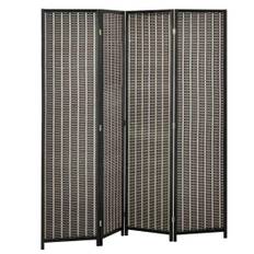 Skærm 4-Styks 180 x 180 cm Rumdeler Lavet af Bambus Foldbar Privacy Skærm Rumdeler til Stue Brun Aosom