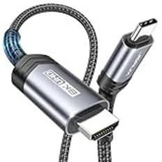 JSAUX USB C till HDMI 2.1-kabel [8K @ 60 Hz 4K @ 240 Hz] Aluminiumflätad sladd typ C till HDMI ultrahög hastighet [Thunderbolt 4/3] stöder 48 Gbit/s, HDR/HDCP 2.3, kompatibel med