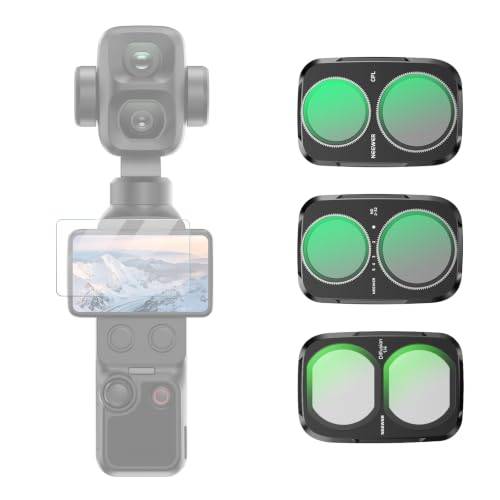 NEEWER ND/CPL/effektfilter kompatibelt med DJI Osmo Pocket 4P, svart | Variabel ND neutral densitet ND2-32, cirkulär polariserare, svart diffusion 1/4 filter för dimma biematisk effekt, metallram