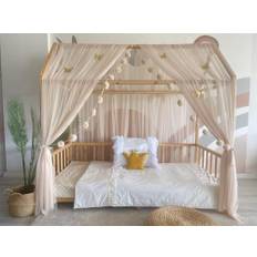 Baby Fancyroom Sänghimmel, hussänghimmel för barn, för barnsäng, barnrum, baldakin, sänggardin, för flickors prinsessrum (beige, 300 cm, utan fjärilar)