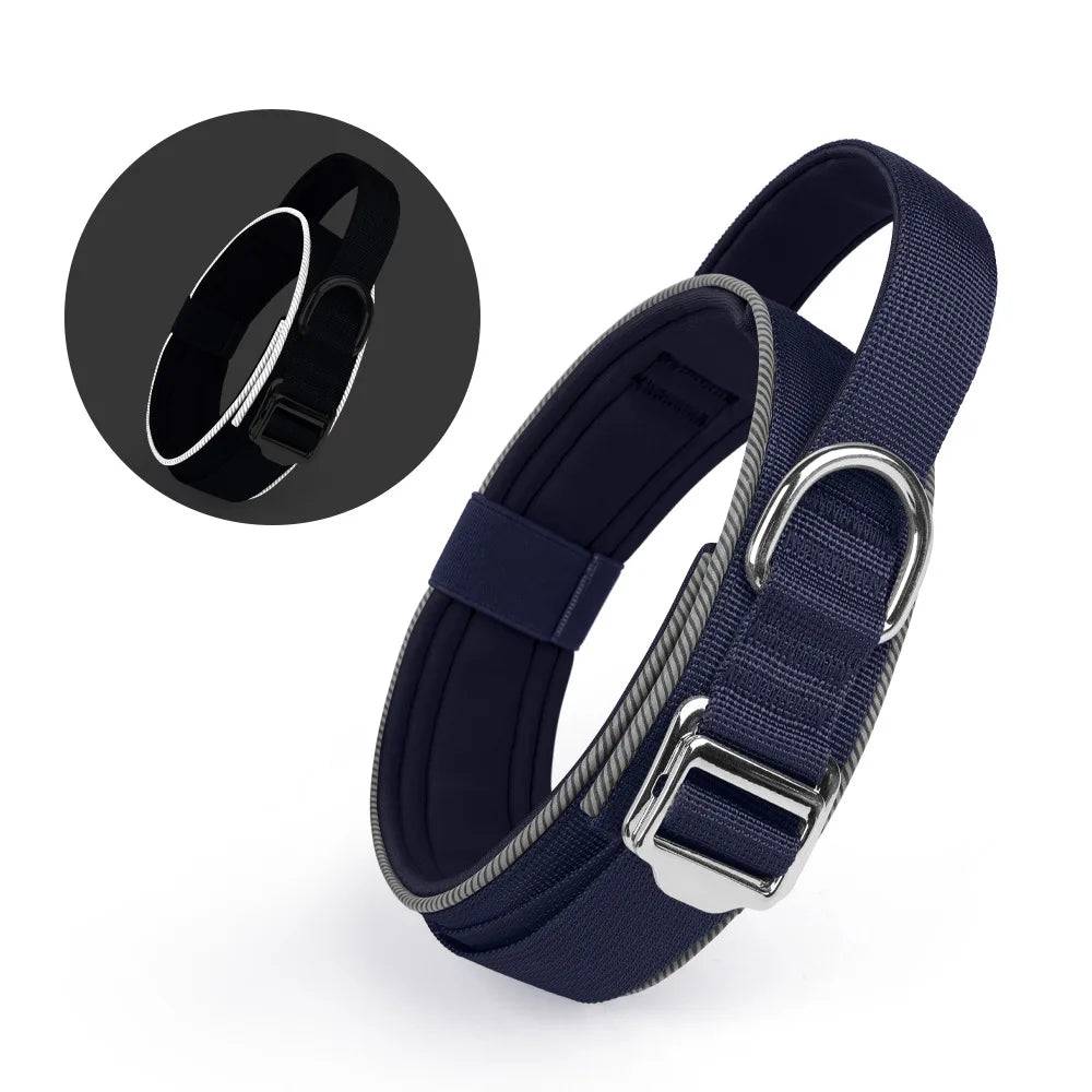 Reflective Tactical Training Collar for Large Dogs - Navy / XL (XL)