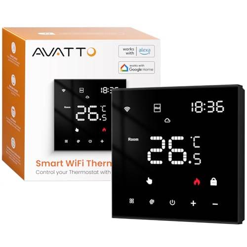 AVATTO Thermostat für Wasser-Fußbodenheizung, Smart WiFi Thermostat, programmierbarer Raumthermostat, kompatibel mit Alexa & Google Home, Fernbedienung über AVATTO-App oder Smart-Life-App