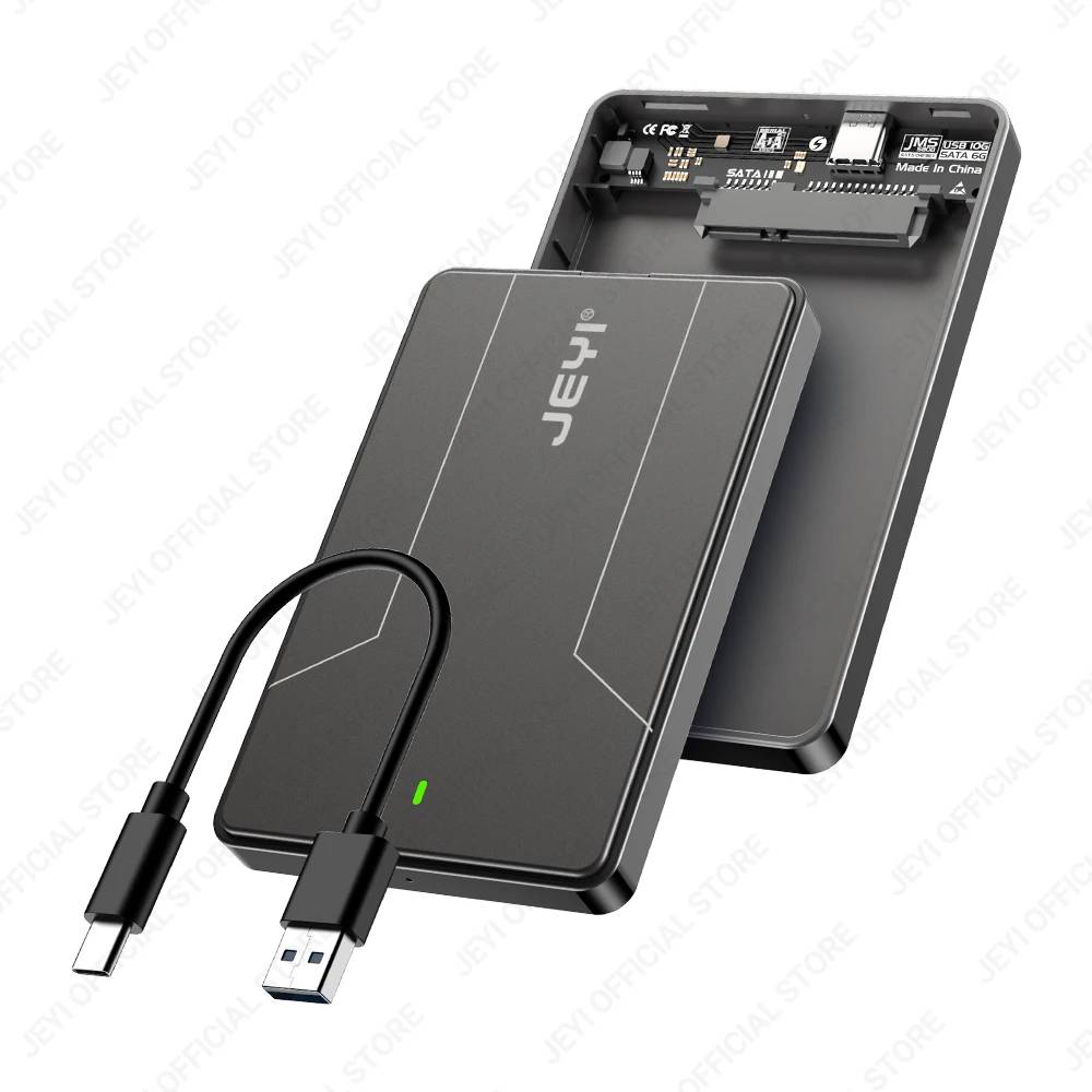 JEYI 2.5 inch External Hard Drive Enclosure Type C 3.1 to SATA III for 7mm and 9.5mm SATA HDD SSD Tool Free [UASP Supported]