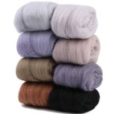Nålfiltning Ull 8 färger Nature Ull Roving, Tova Ull Bulk, Ull Roving För Nål Tovning, För DIY Hantverk Material och Tovning Ull Hantverkare, 10g/färg - Natthimlen (8 färger)