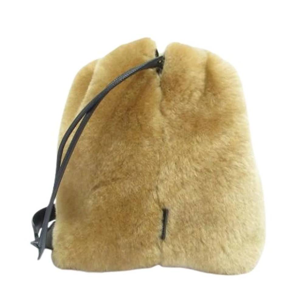 Jil Sander Pre-owned - Pre-owned Shearling Drawstring Crossbody Bag Vintage - Dam - ONE Size - Läder