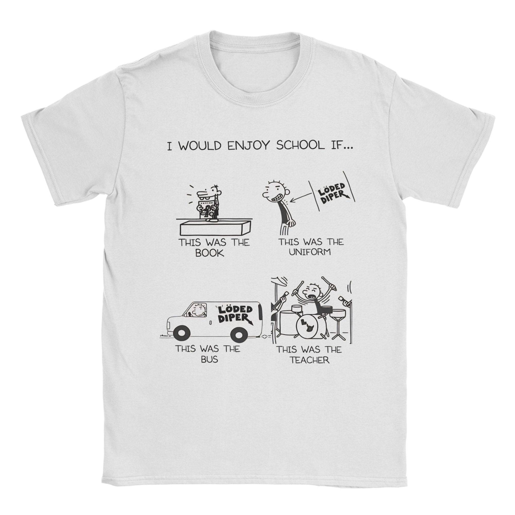 Jag Skulle Tycka Om Skolan Om Det Var Diary Of A Wimpy Kid T-shirt Unisex Bomulls-T-shirt Rund Hals T-shirt Kortärmad Kläder cm gray