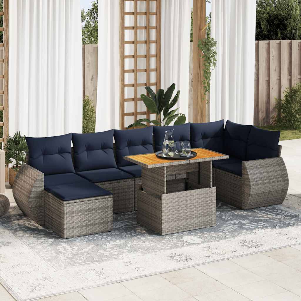 Sofasæt til Haven 8 Dele med Hynder Polyrattan Grå