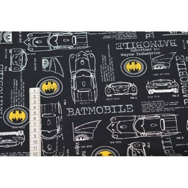 Økotex Bomulds Jersey Batmobil sort