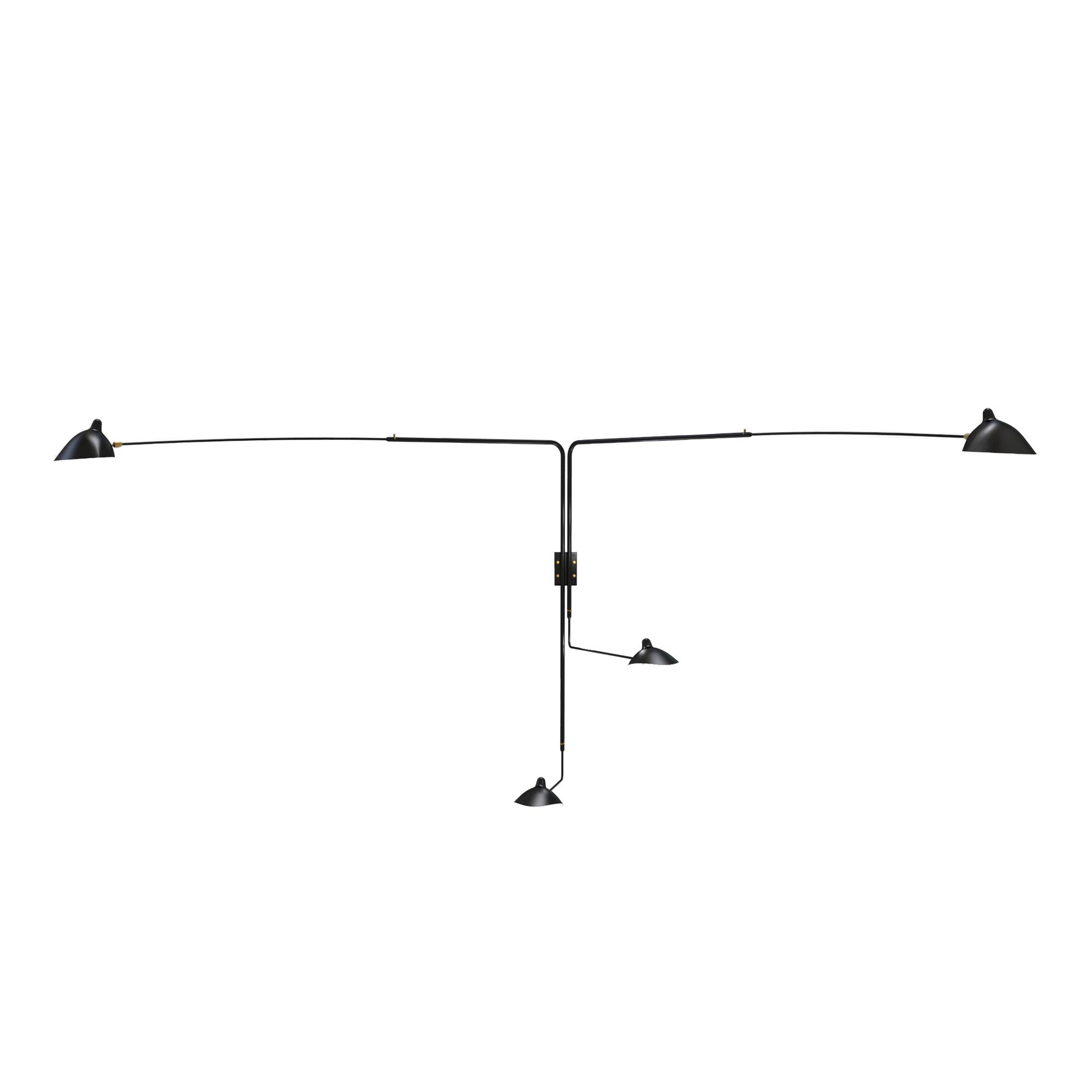 Serge Mouille - Applique 4 bras pivotants –Four Arm Rotating Wall Sconce - Væglamper - Serge Mouille - Guld,Sort - Metal