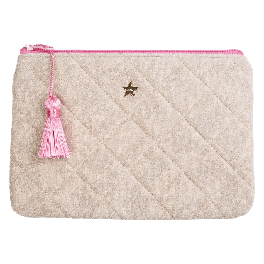 DARK Terry Quilted Small Pouch Sand & Bubblegum Pink