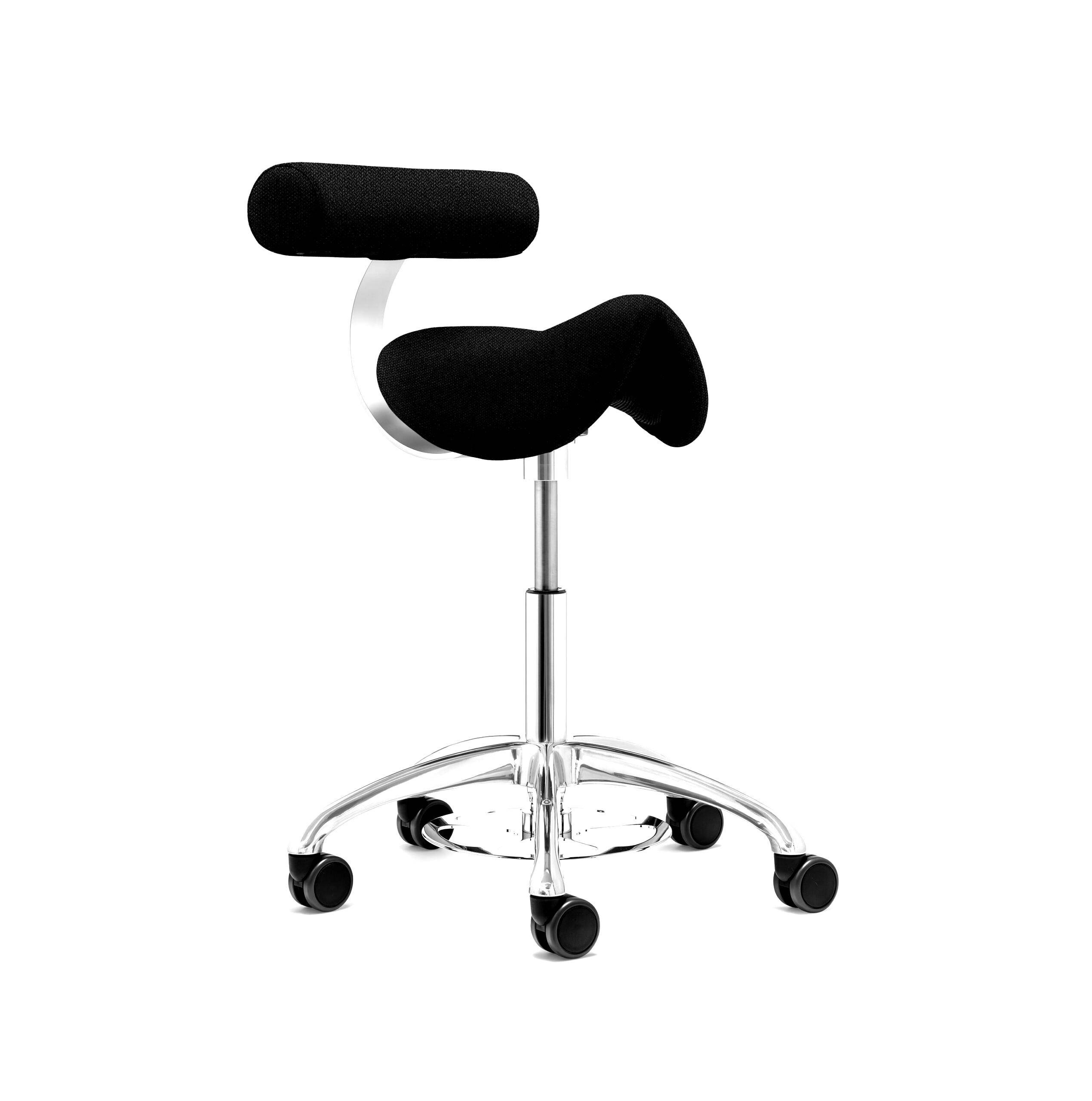 Roll Rodeo ergonomisk sadelstol med ryglæn (fodbetjent) samt bevægeligt sæde - Comfort, sort.