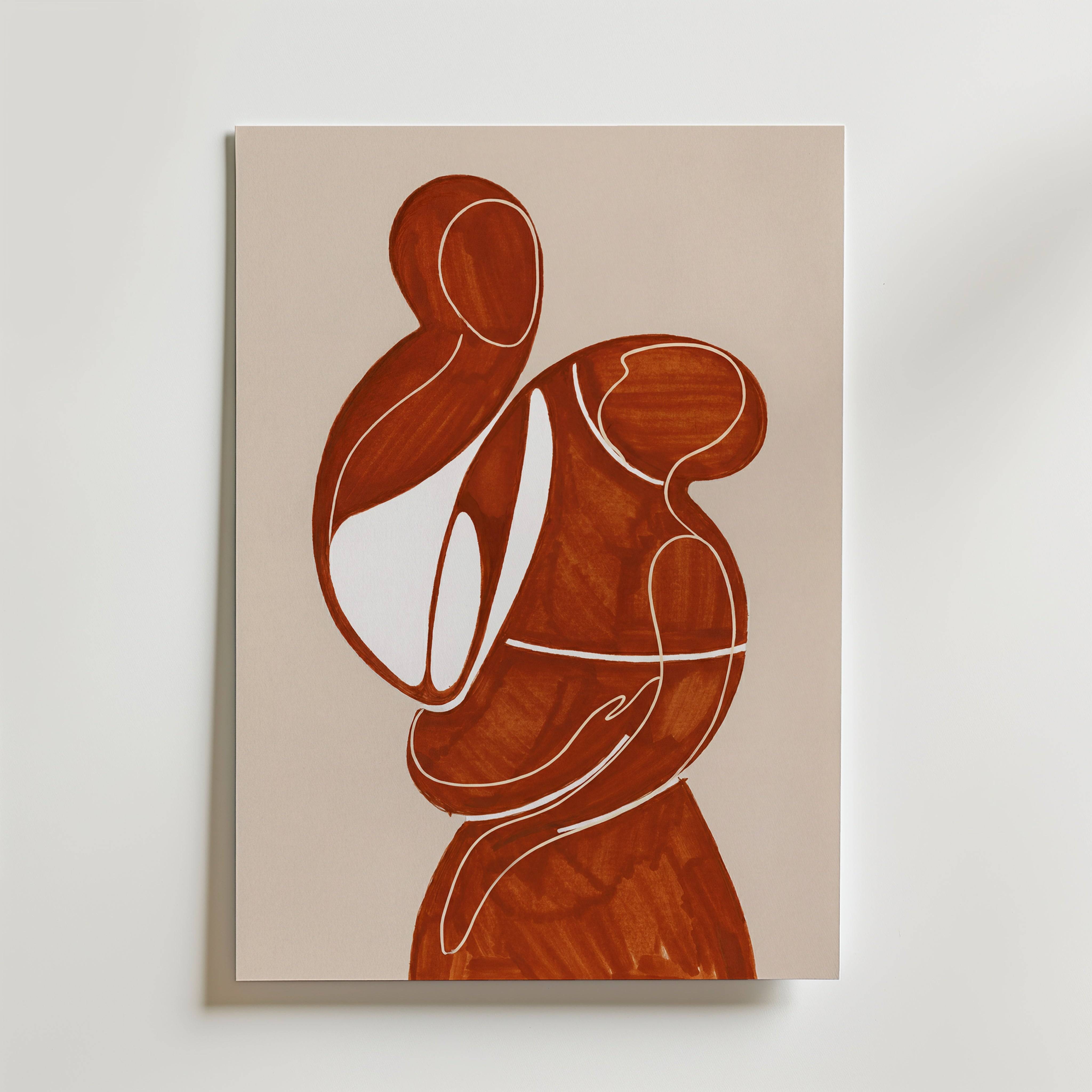 Terracotta Embrace Poster - Fine Art Poster 21x30 cm