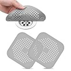 Flintronic 2 stycken avloppssil av silikon, diskbänkssil för dusch, diskho sil för avlopp diskbänk, avloppssil handfat för kök, badkar, badrum, duschgrå