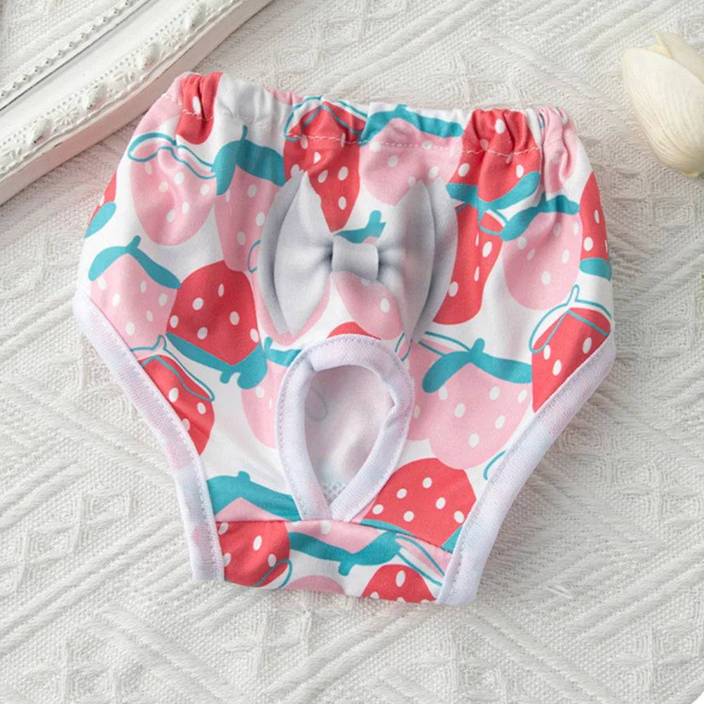 Washable Physiological Pants for Female Dogs & Cats - Pink Strawberry / L-suit 3-4.5kg / SPC (L-suit 3-4.5kg)