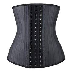 YIANNA Waist Trainer Damen Korsett Schwarz Taillenformer Latex Corsage Bauchweg Korsage Taillenmieder Shapewear Trimmer Underbust Corset,1210 Size S
