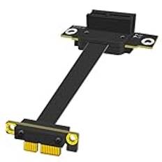 GLOTRENDS 100 mm PCIe 3.0 X1 Riser-kabel (dubbel högervinkel) för PCIe WiFi-kort, M.2 PCIe-kort, Firewire-kort, USB PCIe-kort, ljudkort etc (PCIE30-X1-100MM-9090D)