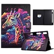 Fodral för iPad Pro 11 tum (M4) 2024, PU-läderställ flervinkelsvisning skyddande PU-läder folio smart fodral för iPad Pro 11 tum (M4) 2024 surfplatta, giraff