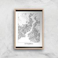 Istanbul Light City Map Giclee Art Print - A2 - Wooden Frame