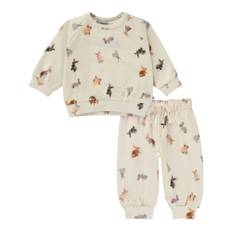 Molo, Kids , unisex, Beige, 68 CM, Bomuld, Beige Kjole Sæt med Dyreprint