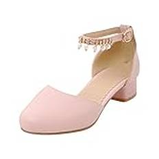 Plattformssandaler flickor Mary Jane klänning skor pumps låga klackar blomsterfest gymnasiet bal sandaler flickor klänning skor barn sandal flickor, Rosa, 13.5 UK 3X-Narrow