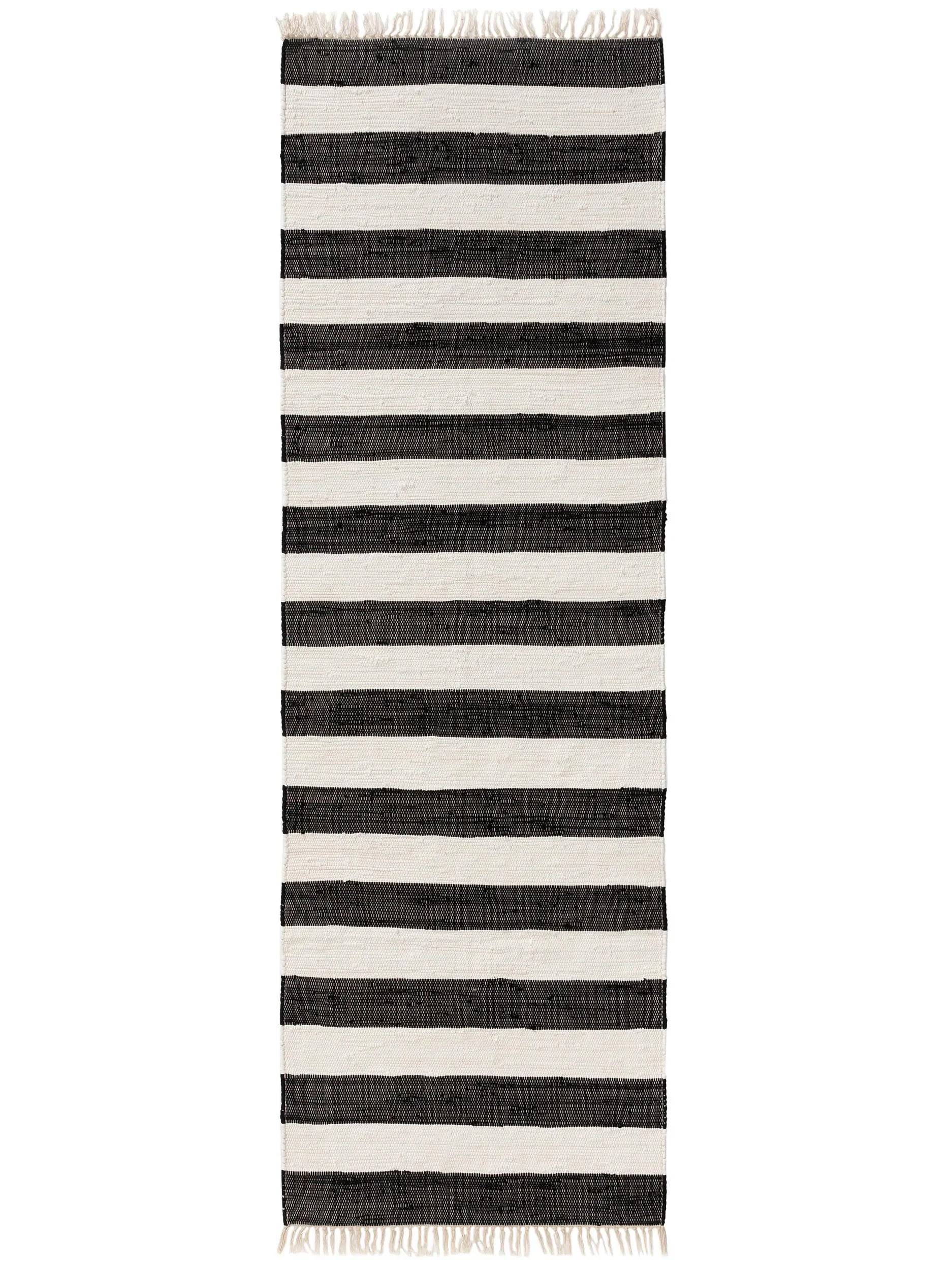 ACE Hvid Sort Genbrugsmateriale Tæppe - Løber / 80x250 cm / Sort/Hvid