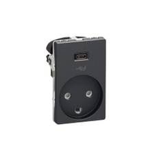 LK FUGA stikkontakt med USB-C lader (10.5W / 2.1A) | Koksgrå