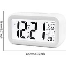 Led digital v&#xE4;ckarklocka bordsklocka usb-port snooze elektronisk klocka dimmer snooze temperatur digital heminredningsklocka - Typ b vit