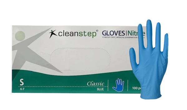 Nitrilhandskar, Cleanstepnordic puderfria Blå, Small 100 st/förpackning