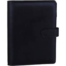 Læder A5 Ringbind Planner Notesbog Planner med Magnetisk Spænde (Indre Papir Medfølger Ikke) - Sort