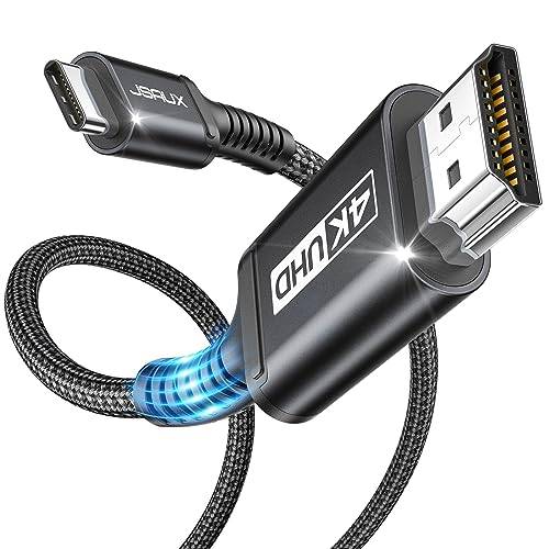 JSAUX USB C till HDMI-kabel 2M, USB Typ C till HDMI 4K UHD-kabel kompatibel med Thunderbolt 3, kompatibel med iPhone 16/15, MacBook Pro 2018, MacBook Air/iPad Pro 2018, Galaxy S25/S24, Surface Book