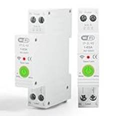 Jadeshay Tuya WiFi-effektbrytare, 1P 63A 230VAC Smart WiFi-effektbrytare Smart Energimätare Timer med Röststyrningsbrytare (03)