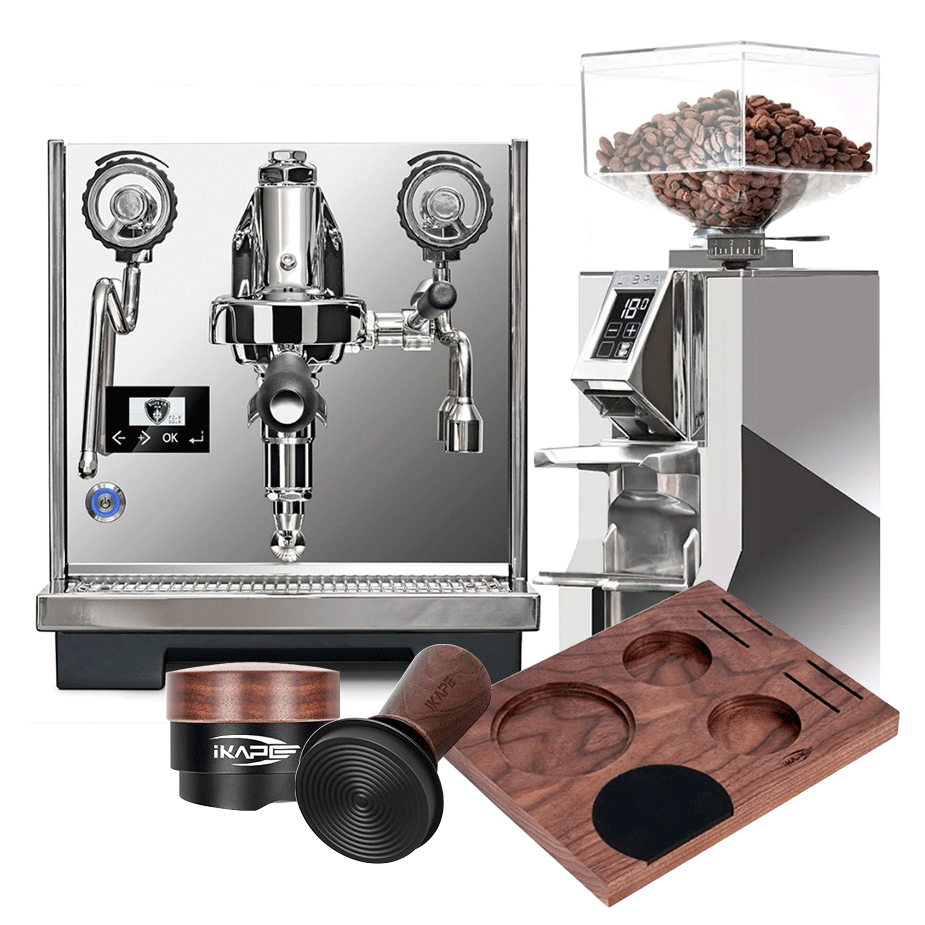 Eureka Constanza R Espressomaskine Inox Polished Inkl. Eureka Mignon Libra 55 Chrome Espressokværn & Baristatilbehør