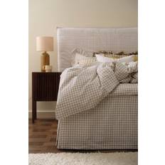 Ellos Home - Sengekappe Sonneli Check i bomuld højde 52 cm - Brun - 140X200