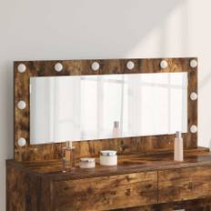 vidaXL Vaskeskab Spejl med LED -strimmellys Røget eg 100 x 45 x 18 cm