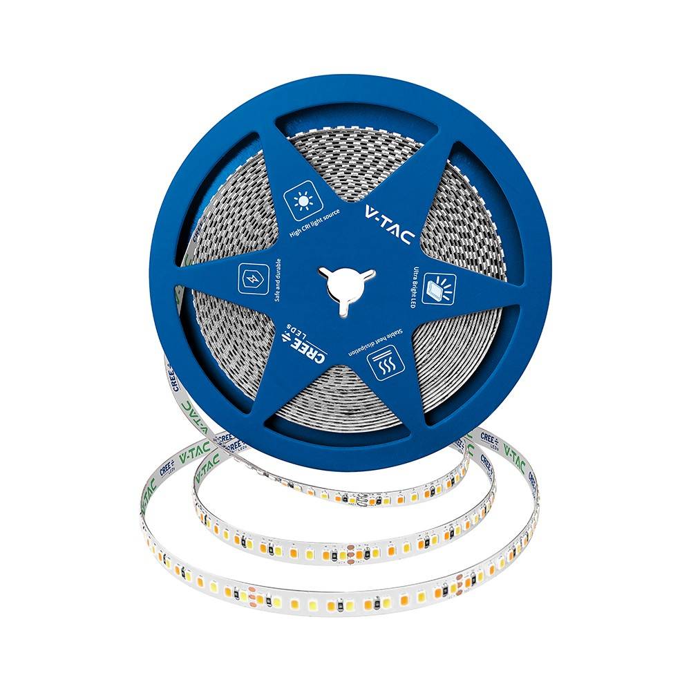 Modell 192 VT-2835 LED-ljusslinga 15W/m - CREE-chip, 3-i-1, IP20, 24V, 8 mm, dubbel PCB, 10 m/rulle, pris per meter - Kulör : 3-i-1
