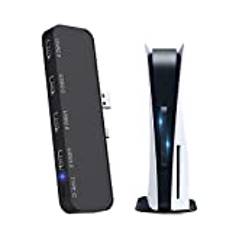 USB-hubb med 5 portar för PS5 – Tendak höghastighets USB 3.0 expansionshubb adapter kompatibel med Playstation 5-spelkonsol