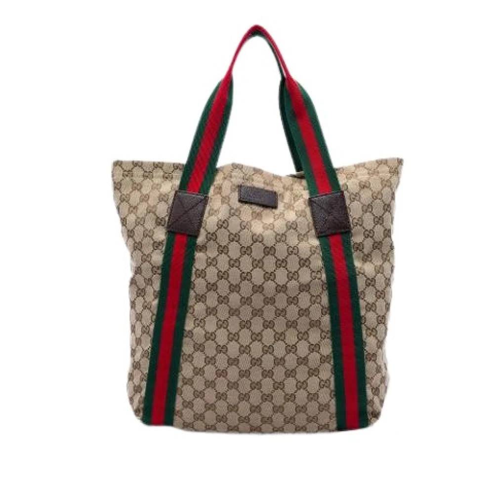 Gucci Vintage Pre-owned Canvas Tote Bag - Vintage - Dame - Beige - ONE SIZE -